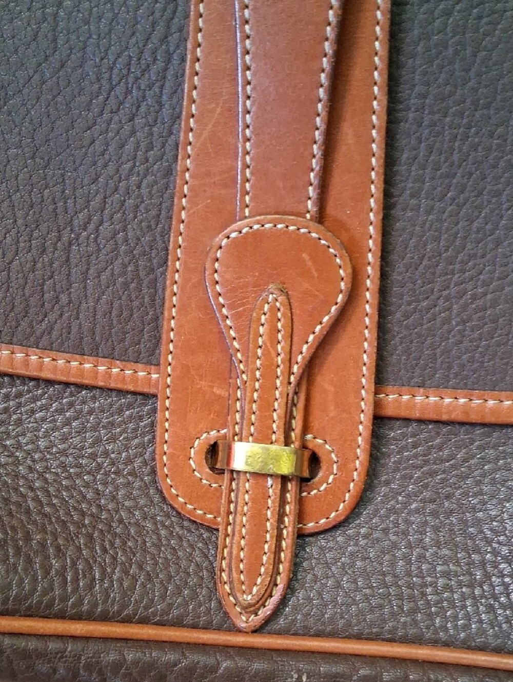 Dooney & Bourke Dark Brown Pebbled All WeatherLeather Crossbody with Cognac Trim - Picture 5 of 12